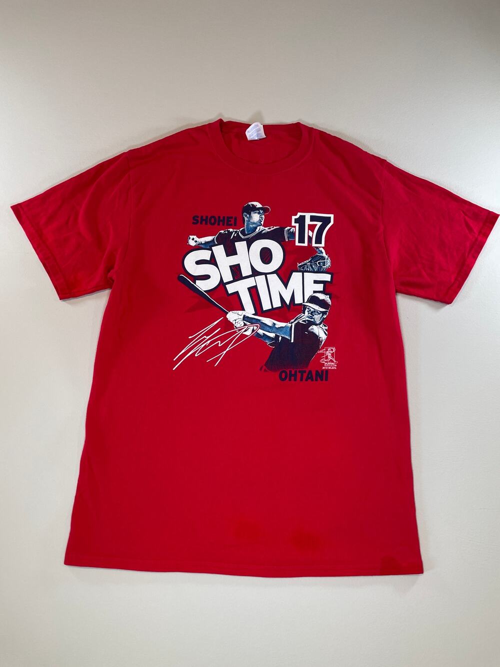 MLB Mens Red Show Time 17 Graphic Tee Shirt Size M